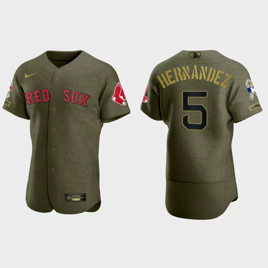 Enrique Hernandez Boston Red Sox 2021 Salute to Service Digital Camo Jersey – Green