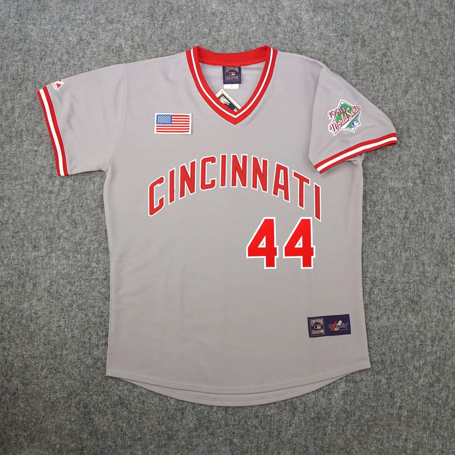 Eric Davis 1990 Cincinnati Reds World Series Men's Grey Road Cooperstown Jersey