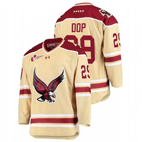 Eric Dop College Hockey 2021-22 Boston College Eagles Beige Jersey