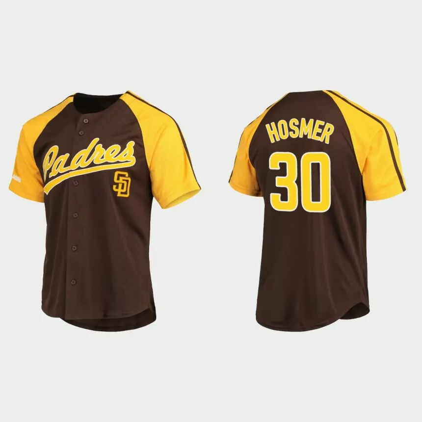 Eric Hosmer San Diego Padres Replica Button-Down Raglan Jersey – Brown