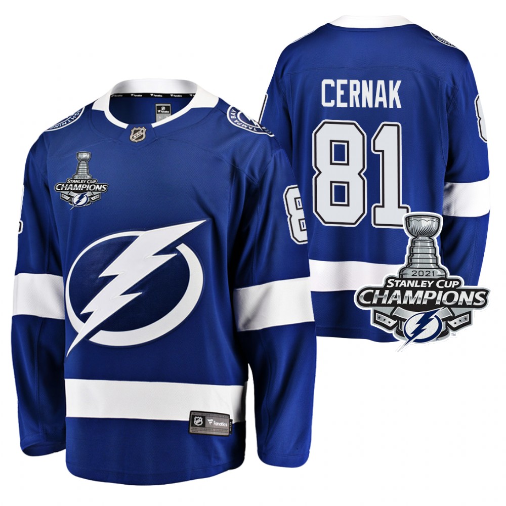 Erik Cernak Lightning 2021 Stanley Cup Champions Blue Home Jersey
