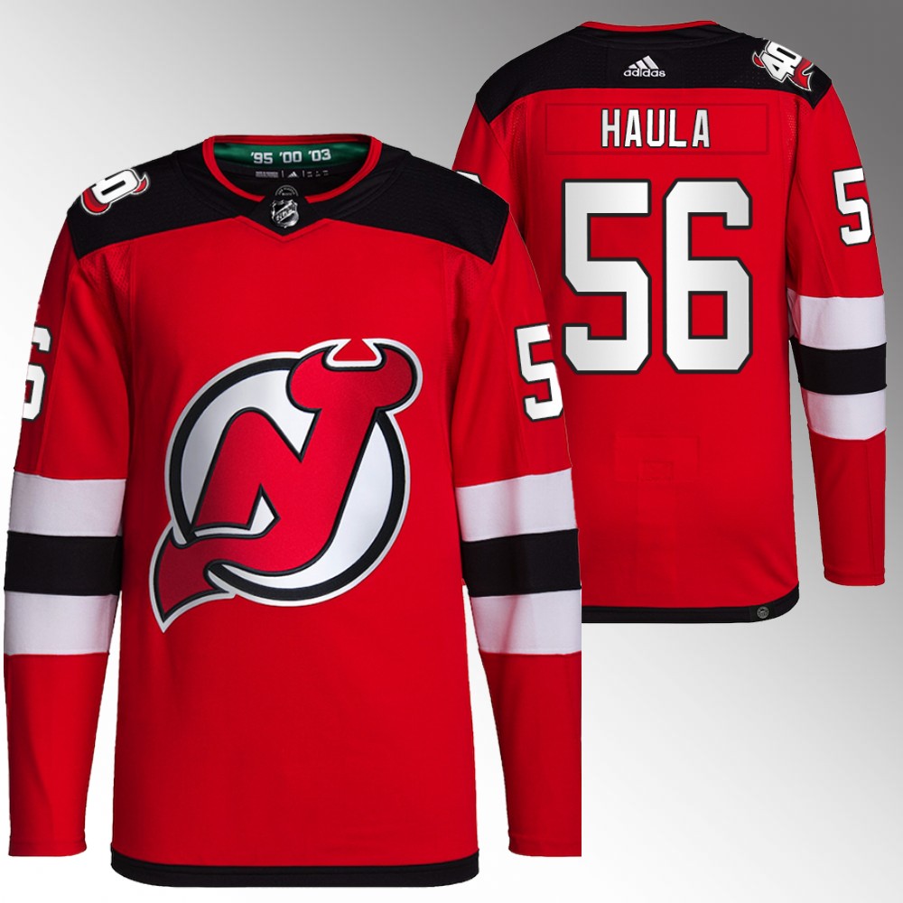 Erik Haula 2022 New Jersey Devils Red Primegreen Authentic Home Jersey