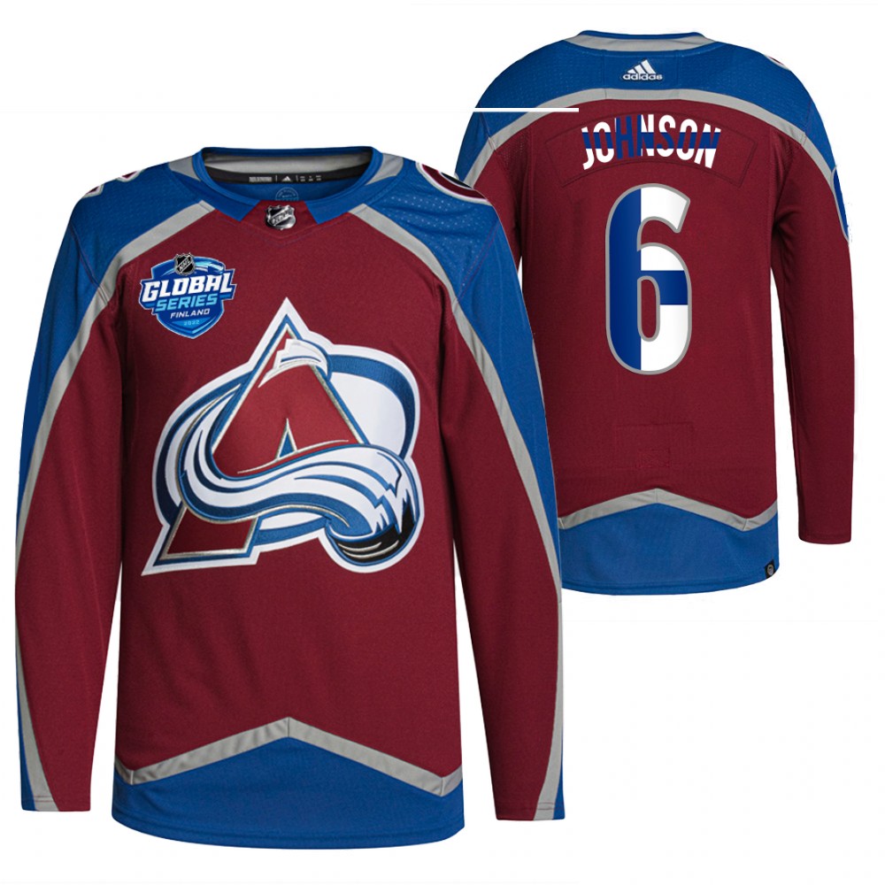Erik Johnson Colorado Avalanche Burgundy 2022 NHL Global Series Finland Edition Jersey