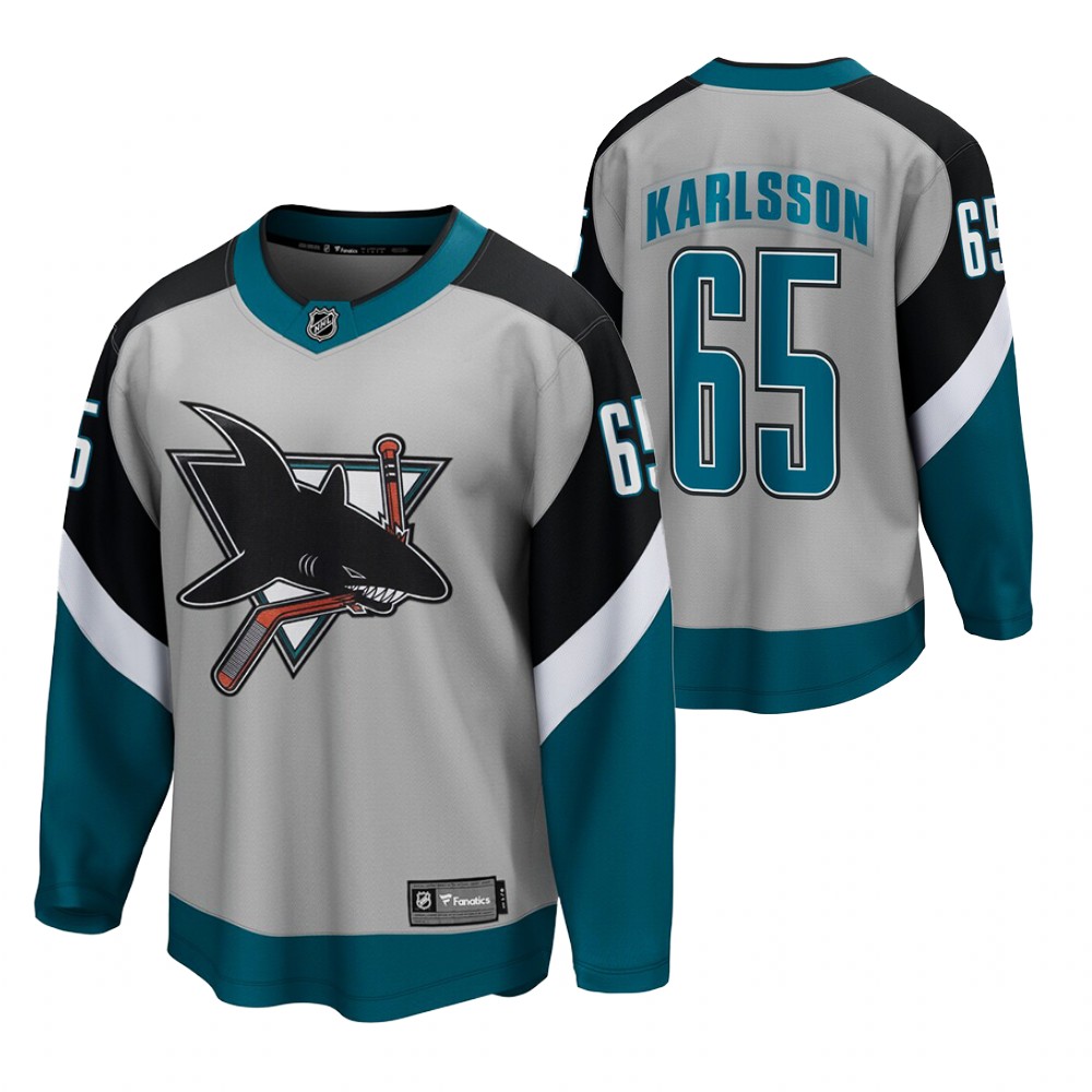 Erik Karlsson San Jose Sharks 2021 Reverse Retro Gray Men Jersey Special Edition