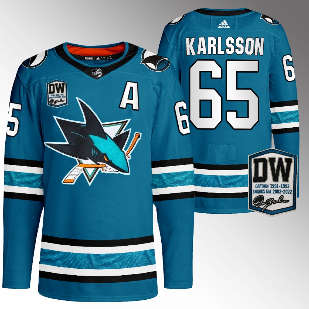 Erik Karlsson San Jose Sharks Wilson 24 patch Authentic Pro Teal Jersey