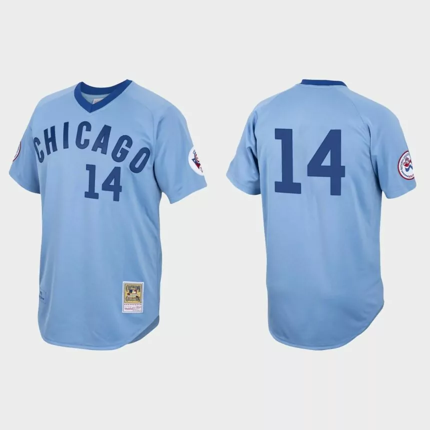 Ernie Banks Chicago Cubs Authentic 1976 Cooperstown Jersey – Light Blue