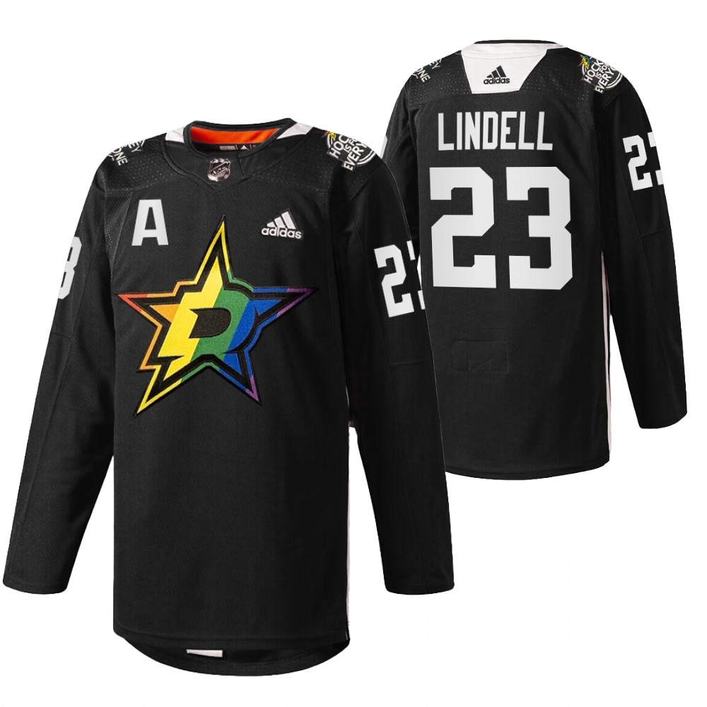 Esa Lindell Stars Pride Night 2022 Jersey Black Warmup