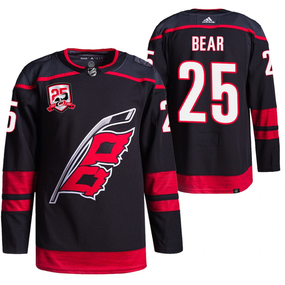 Ethan Bear Carolina Hurricanes Black 25th Anniversary Logo Alternate Jersey