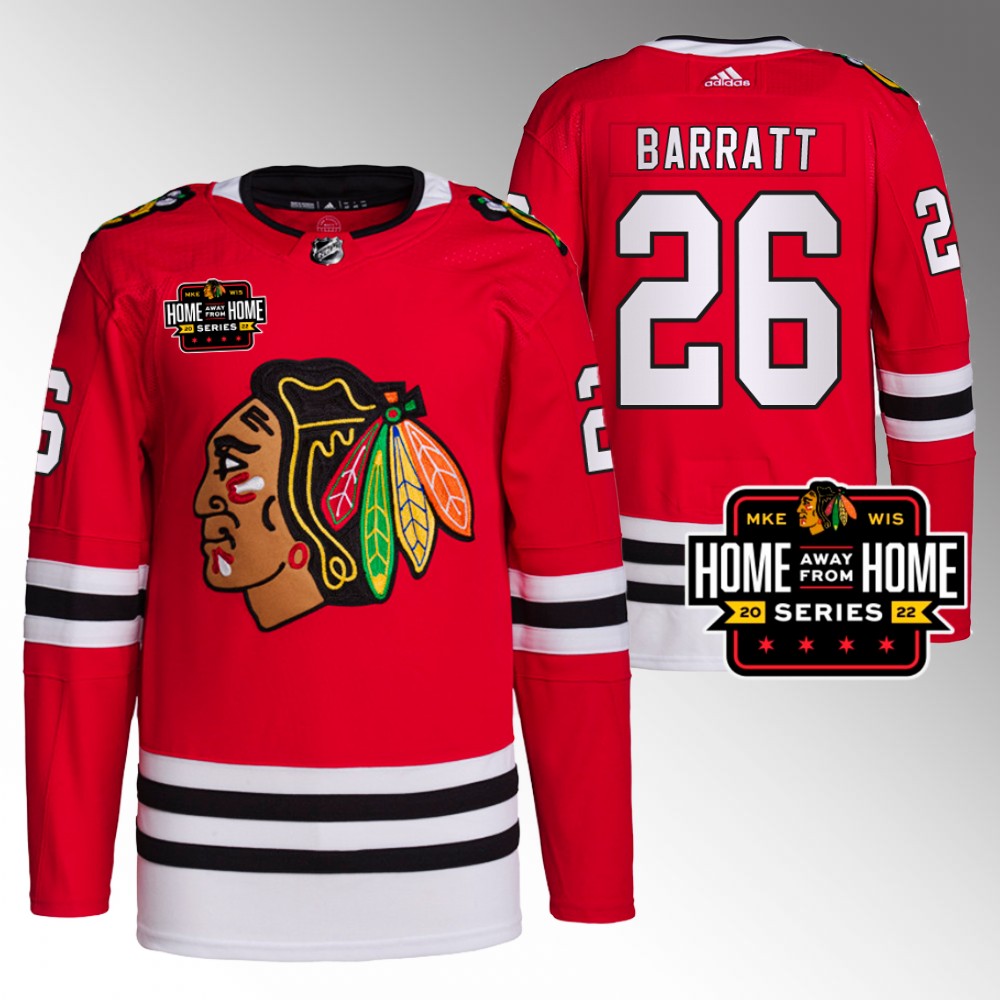 Evan Barratt Chicago Blackhawks Primegreen Red 2022 Milwaukee Home Away From Home Jersey