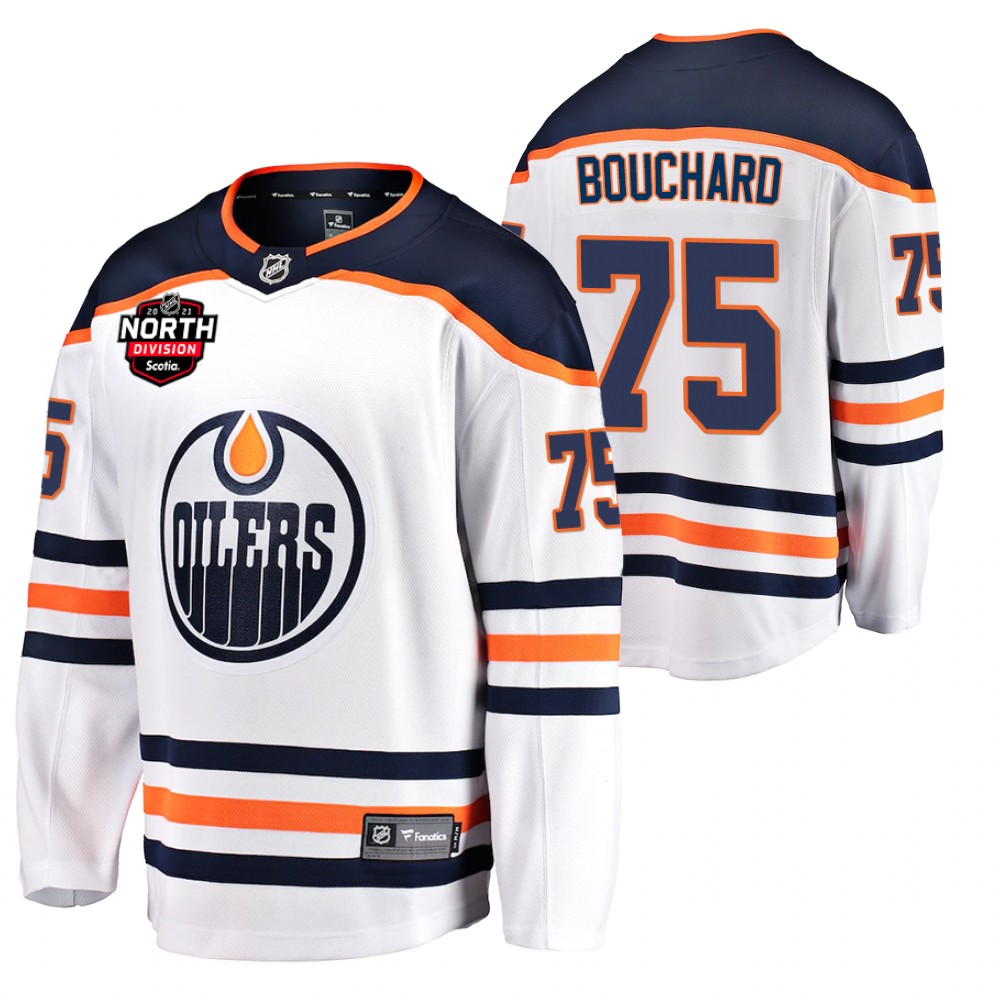 Evan Bouchard Oilers 2021 North Division Patch Jersey White Away