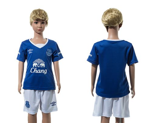 Everton Blank Blue Home Kid Soccer Club Jersey