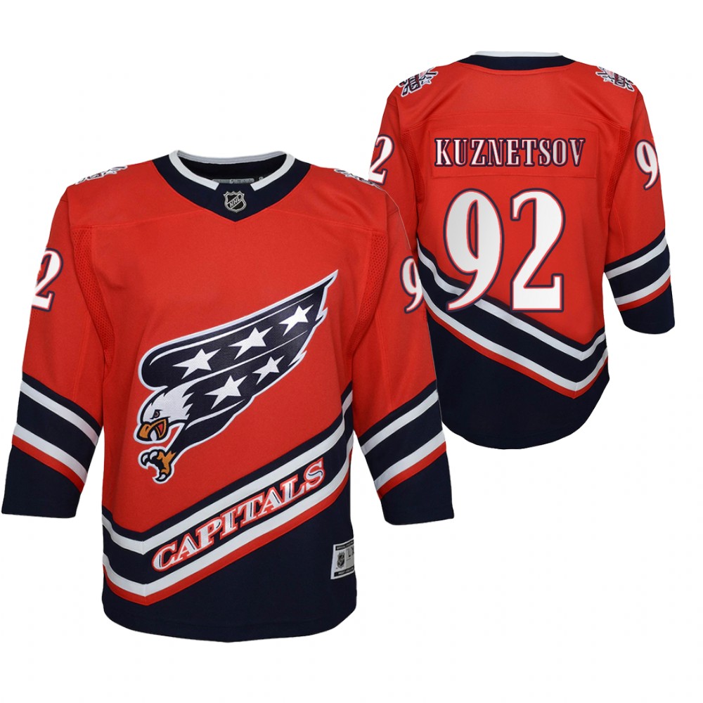 Evgeny Kuznetsov Washington Capitals 2021 Reverse Retro Red Youth Jersey Special Edition