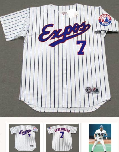 F.P. SANTANGELO Montreal Expos 1996 Home Majestic Throwback Baseball Jersey