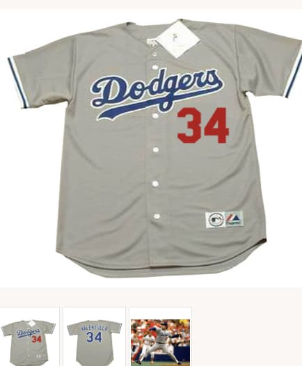 FERNANDO VALENZUELA Los Angeles Dodgers 1981 Away Majestic Throwback Baseball Jersey