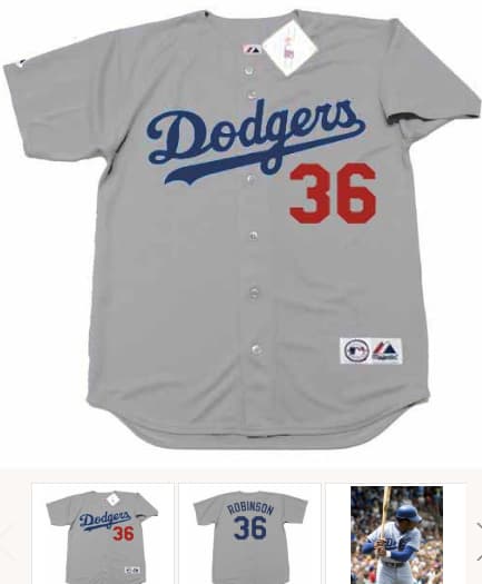 FRANK ROBINSON Los Angeles Dodgers 1972 Away Majestic Throwback Baseball Jersey