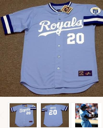 FRANK WHITE Kansas City Royals 1985 Away Majestic Throwback Baseball Jersey