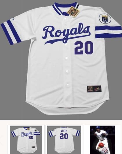 FRANK WHITE Kansas City Royals 1985 Majestic Cooperstown Home Baseball Jersey