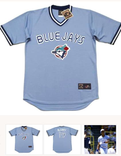 FRED McGRIFF Toronto Blue Jays 1987 Majestic Cooperstown Away Baseball Jersey