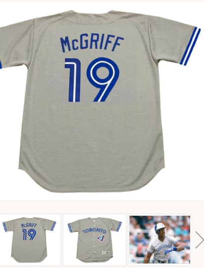 FRED McGRIFF Toronto Blue Jays 1990 Majestic Throwback Away Baseball Jersey
