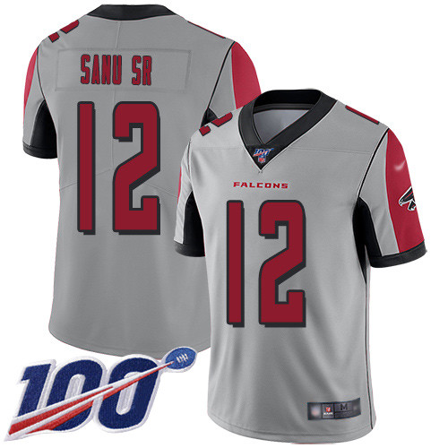 Falcons #12 Mohamed Sanu Sr Silver Men's Stitched Football Limited Inverted Legend 100th Season Jersey