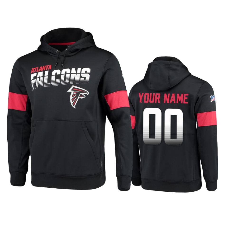 Falcons Black Custom 100th Season Sideline Team Logo Hoodie