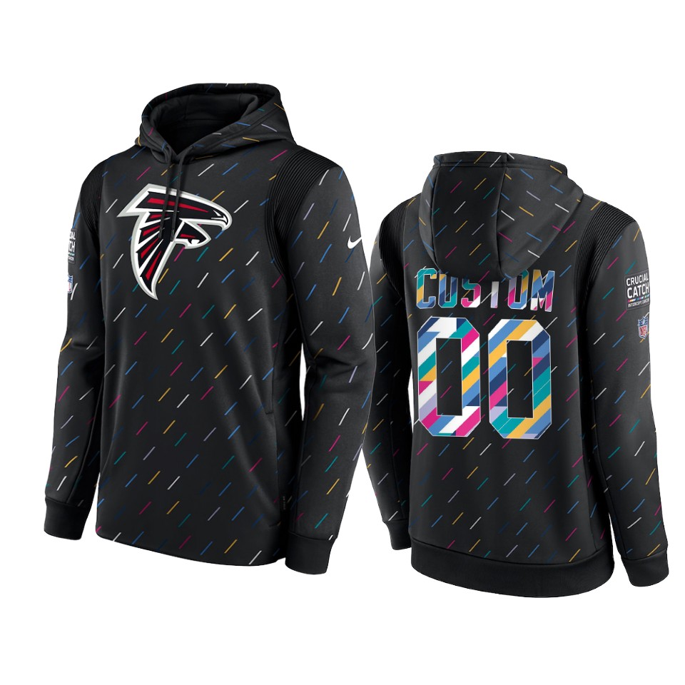 Falcons Charcoal Custom 2021 NFL Crucial Catch Therma Hoodie