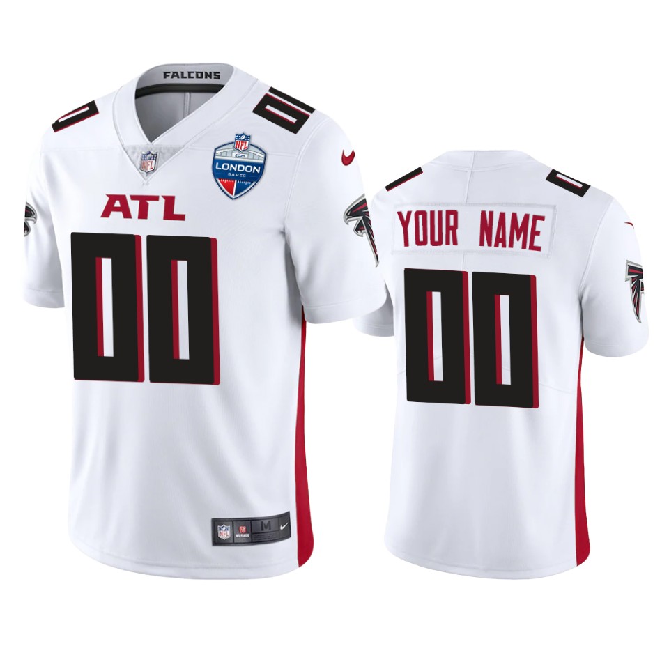 Falcons White Custom 2021 NFL London Game Men's Jersey