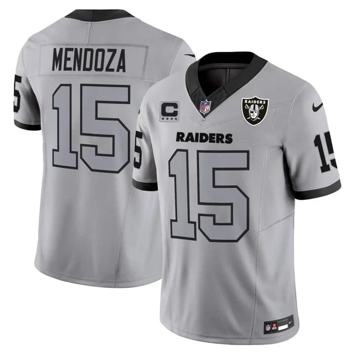 Fernando Mendoza #15 Las Vegas Raiders Gray Jersey - All Stitched