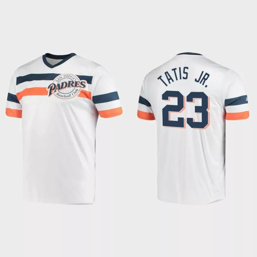 Fernando Tatis Jr. San Diego Padres Cooperstown Collection V-Neck Jersey – White