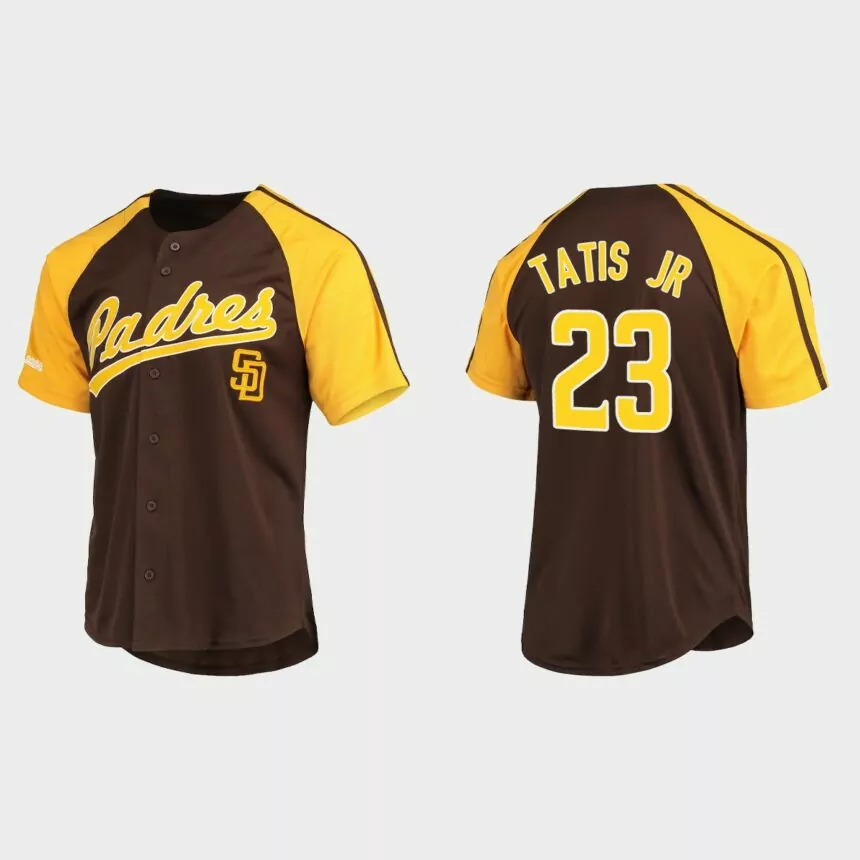 Fernando Tatis Jr. San Diego Padres Replica Button-Down Raglan Jersey – Brown