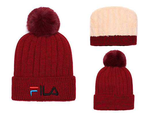 Fila Fresh Logo Burgundy Fashion Sport Knit Hat SG