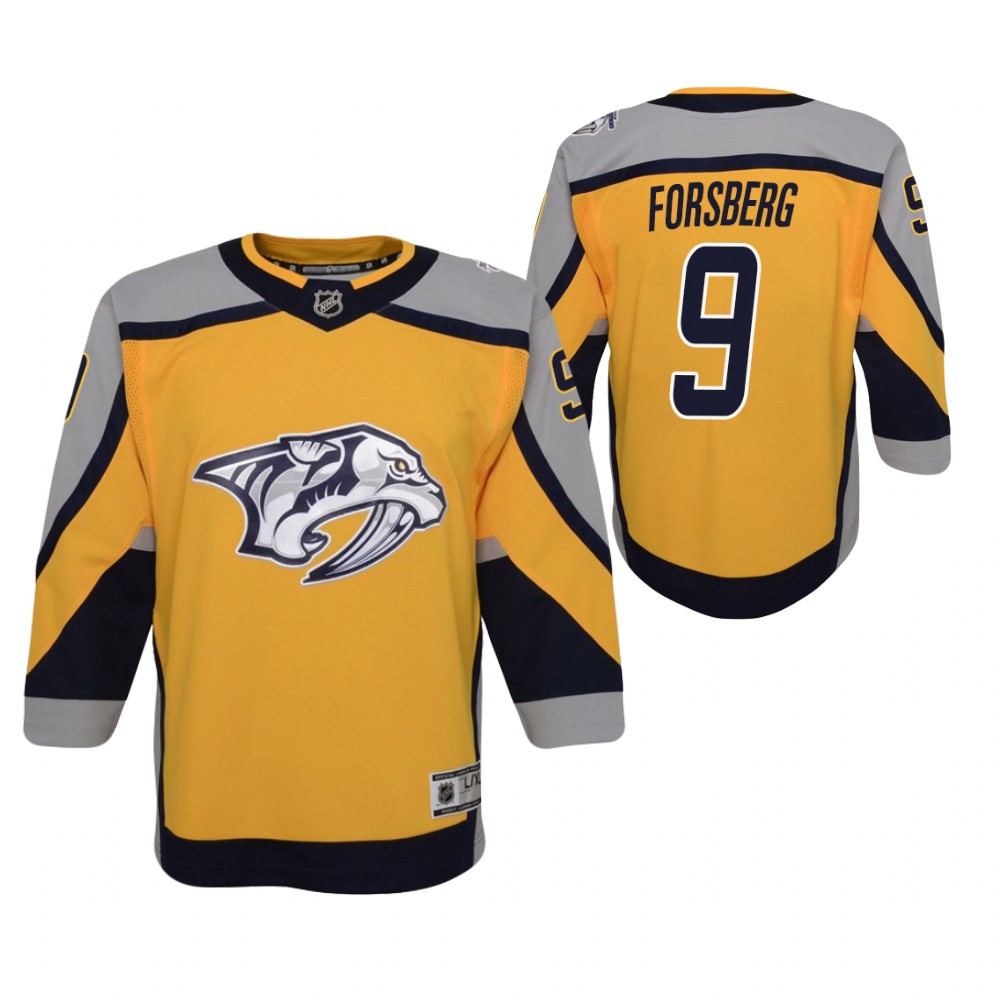 Filip Forsberg Nashville Predators 2021 Reverse Retro Gold Youth Jersey Special Edition