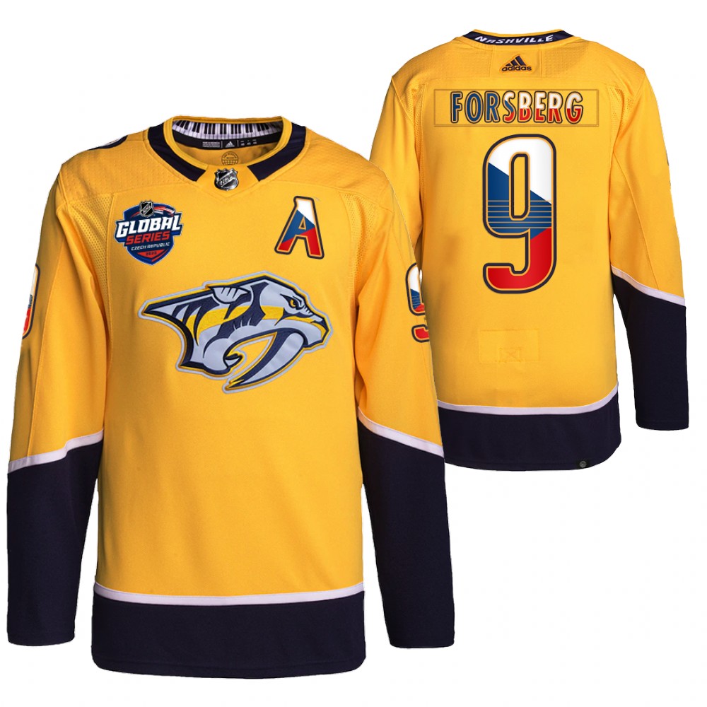 Filip Forsberg Nashville Predators Gold 2022 NHL Global Series Czech Republic Challenge Jersey