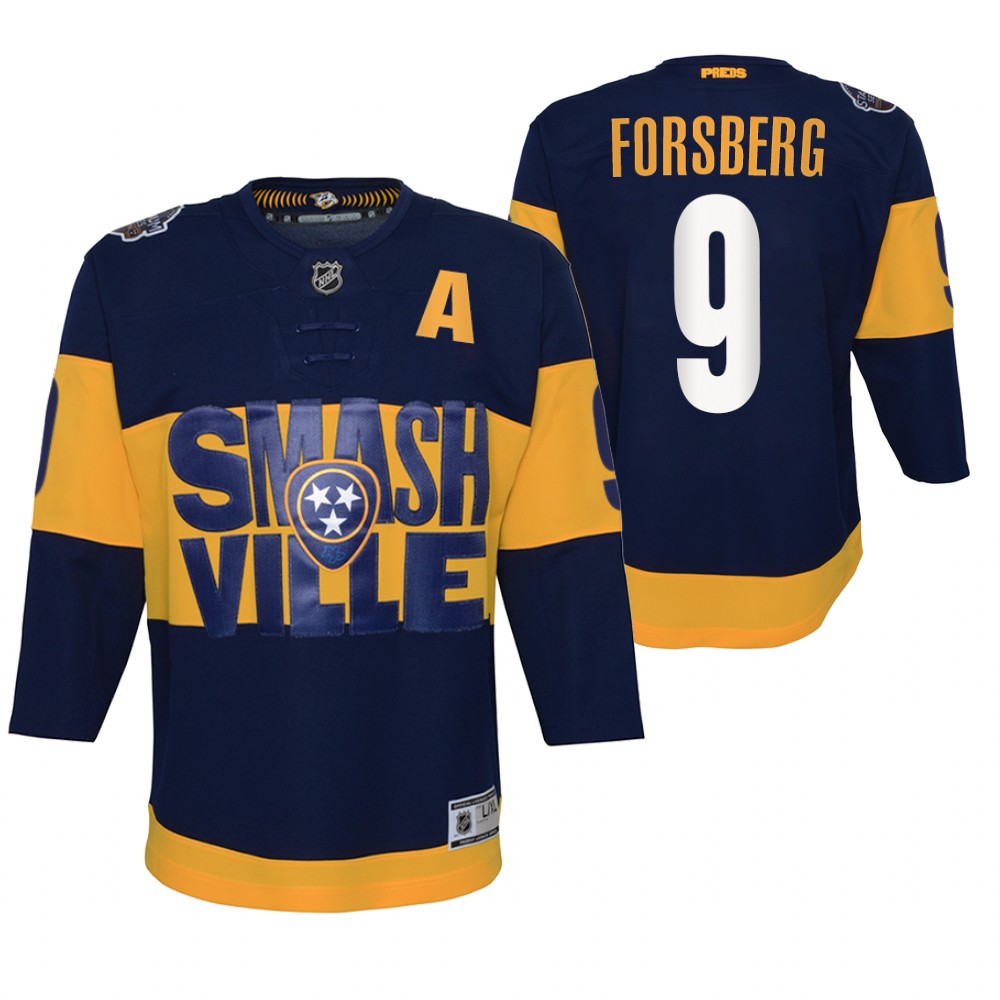 Filip Forsberg Nashville Predators Navy 2022 Stadium Series Youth Jersey Primegreen Authentic