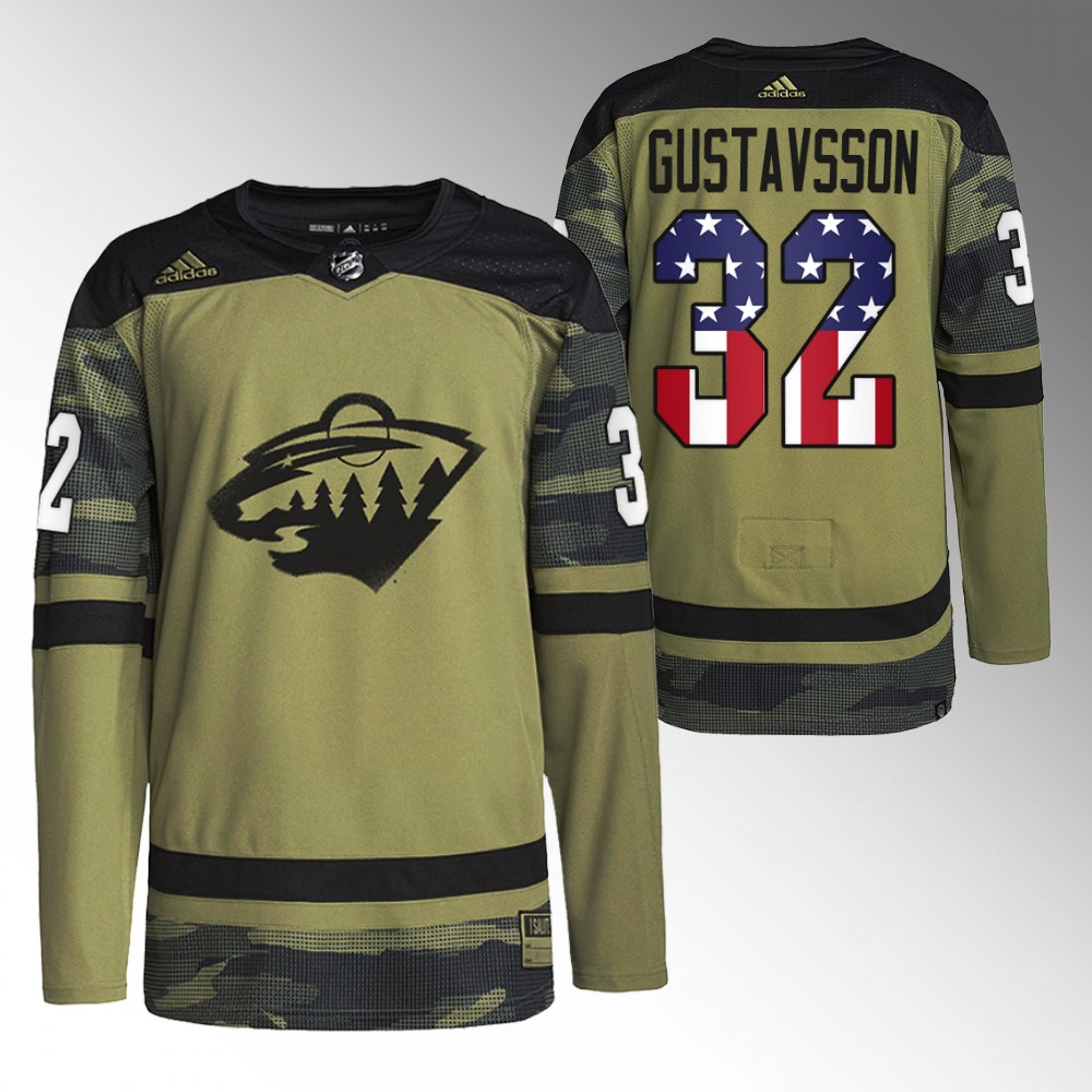 Filip Gustavsson Wild Military Appreciation Jersey Camo Warm-Up