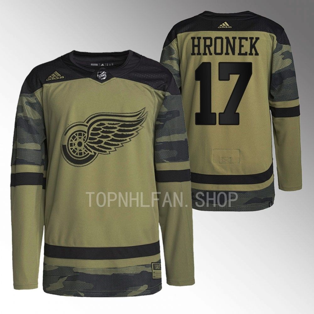 Filip Hronek 2022 Detroit Red Wings Camo Veterans Day Warmup  Jersey