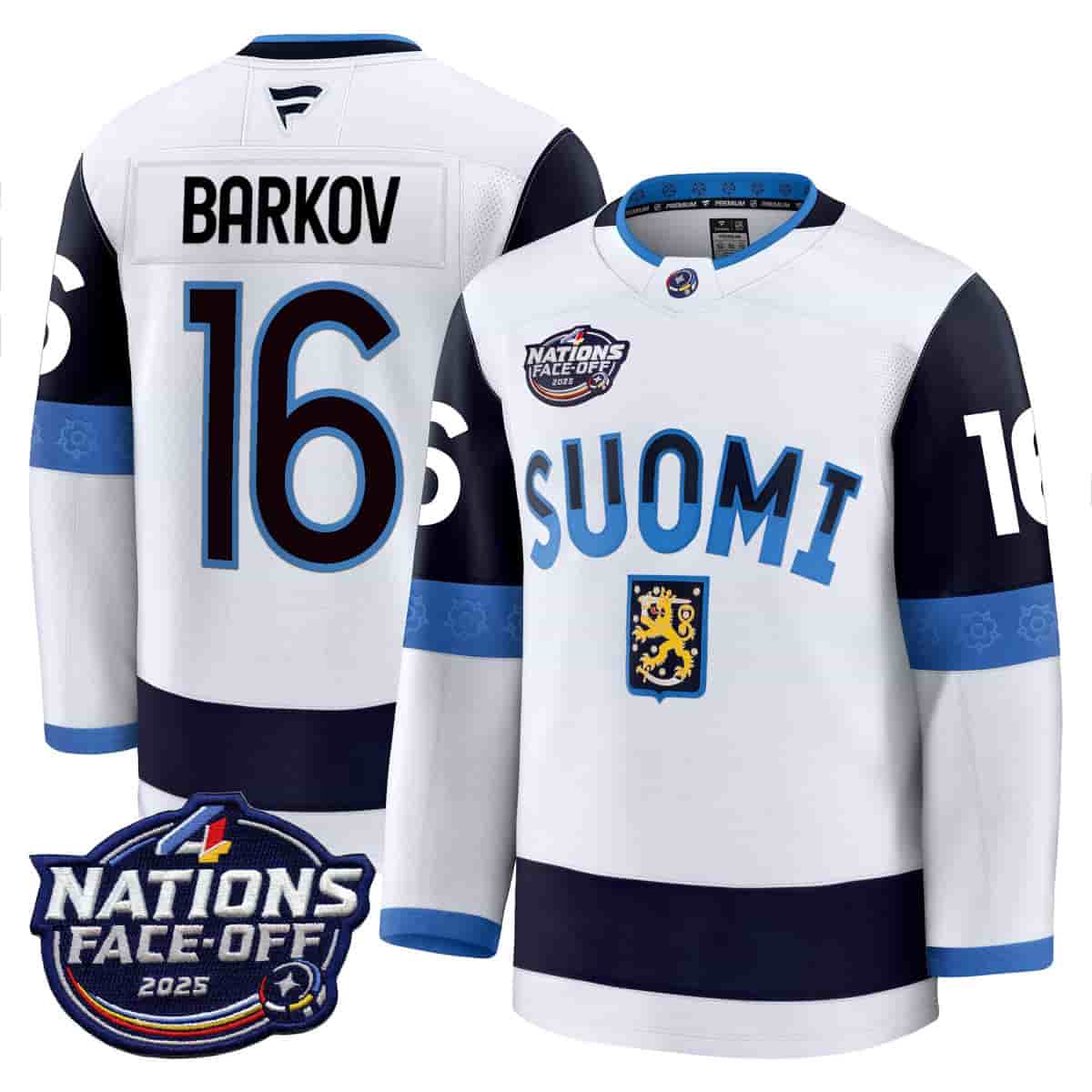 Finland 4 Nations Face-Off 2025 Premium Jersey - All Stitched Aleksander Barkov 16