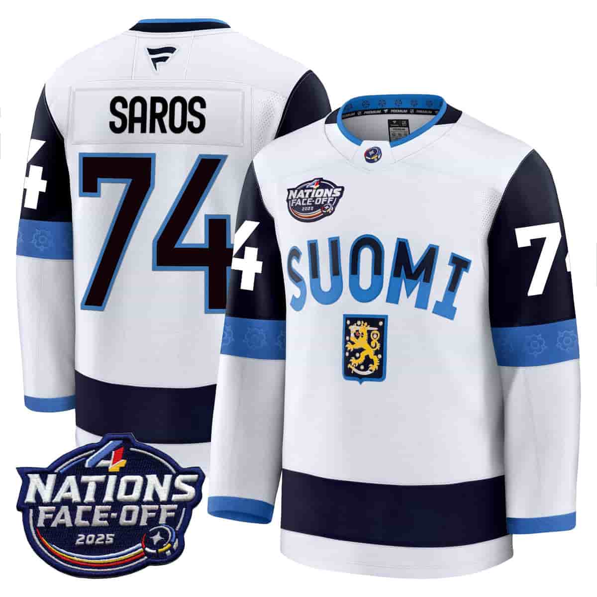 Finland 4 Nations Face-Off 2025 Premium Jersey - All Stitched Juuse Saros 74