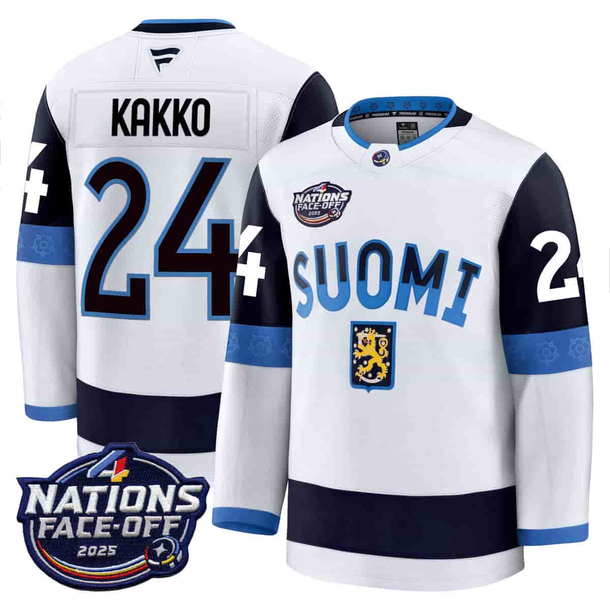 Finland 4 Nations Face-Off 2025 Premium Jersey - All Stitched Kaapo Kakko 24