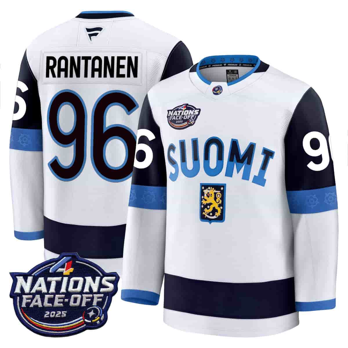 Finland 4 Nations Face-Off 2025 Premium Jersey - All Stitched Mikko Rantanen 96