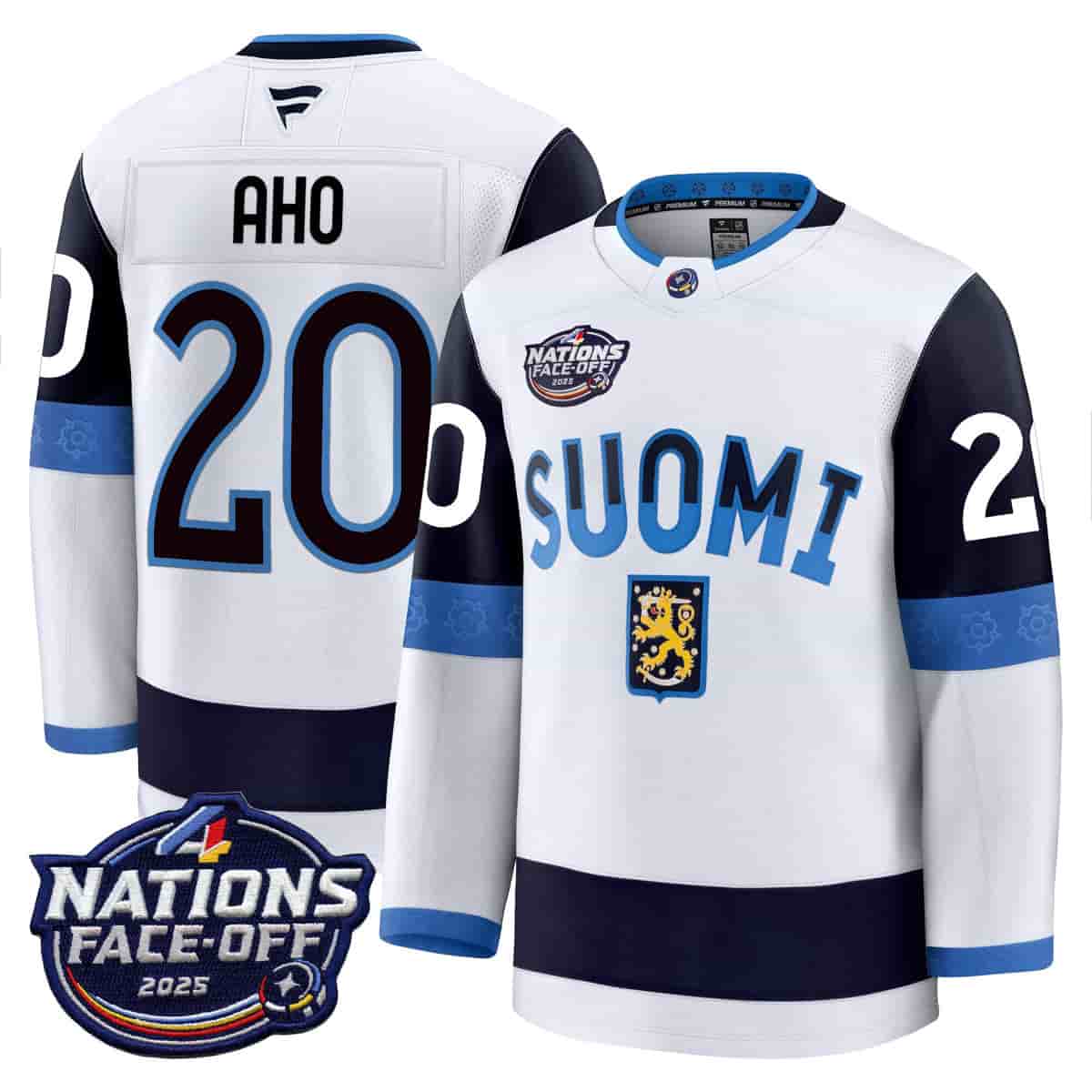 Finland 4 Nations Face-Off 2025 Premium Jersey - All Stitched Sebastian Aho 20