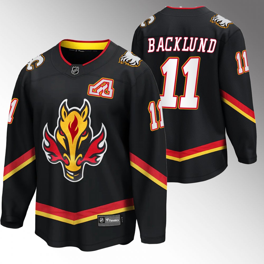 Flames #11 Mikael Backlund Black 2022-23 Alternate Jersey