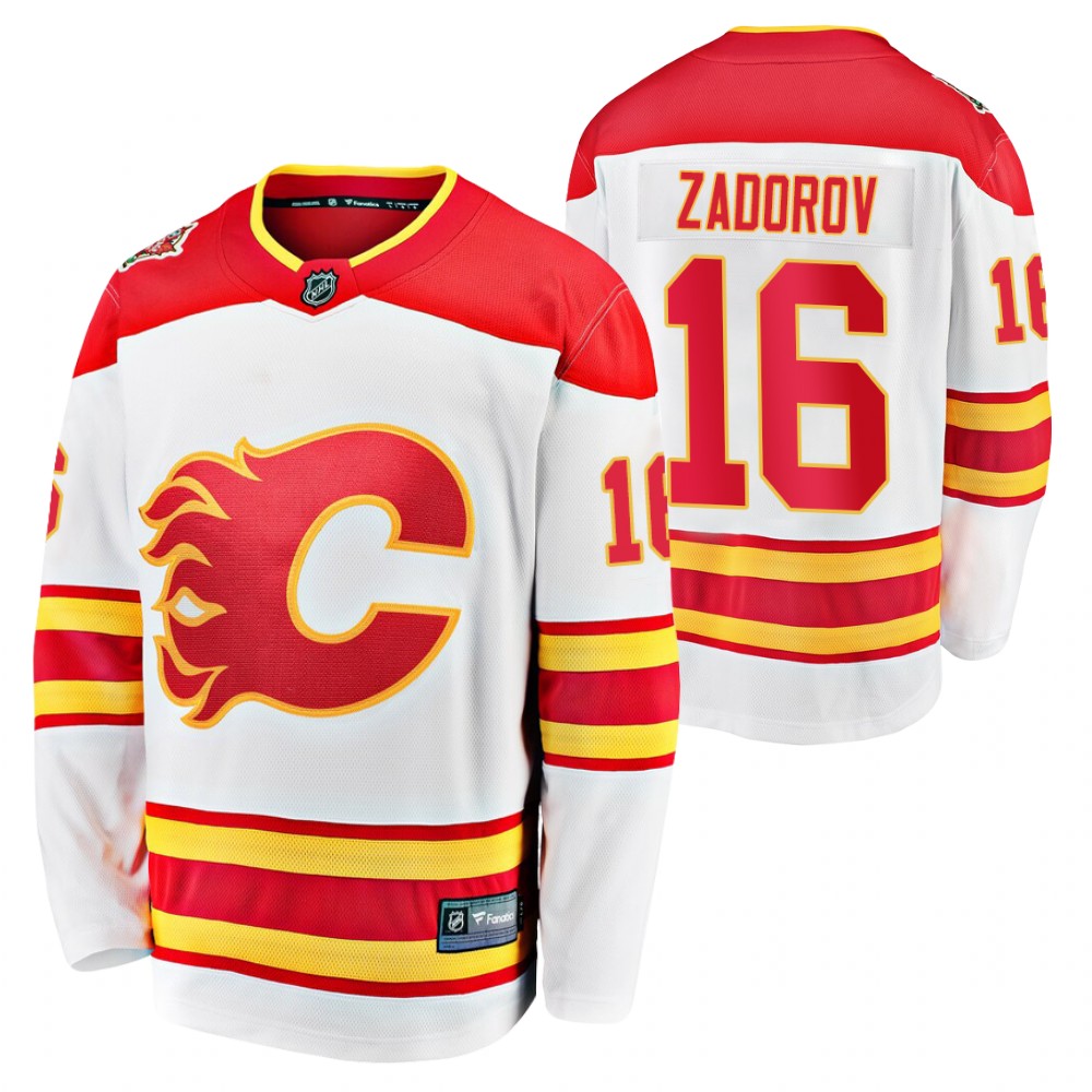 Flames #16 Nikita Zadorov White 2021 Away Jersey