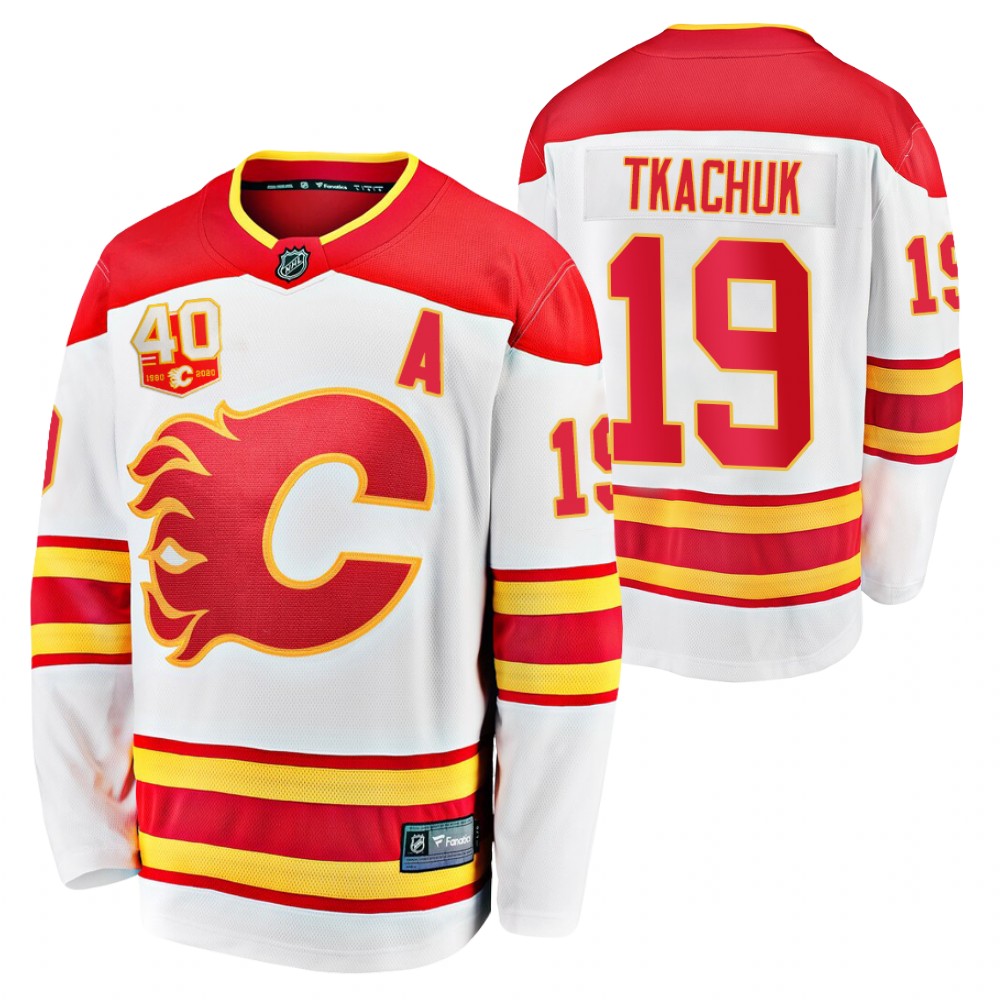 Flames #19 Matthew Tkachuk White 2020-21 Away Jersey