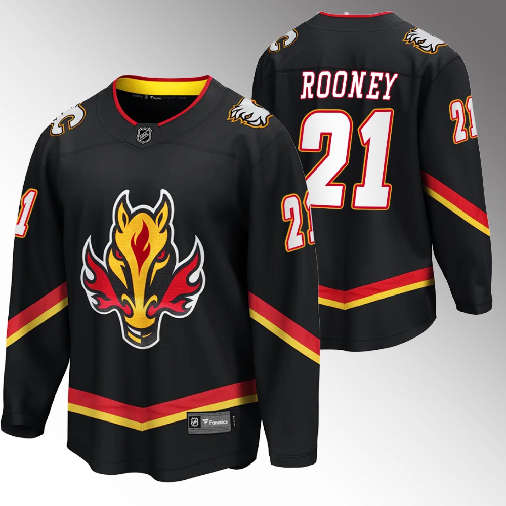 Flames #21 Kevin Rooney Black 2022-23 Alternate Jersey