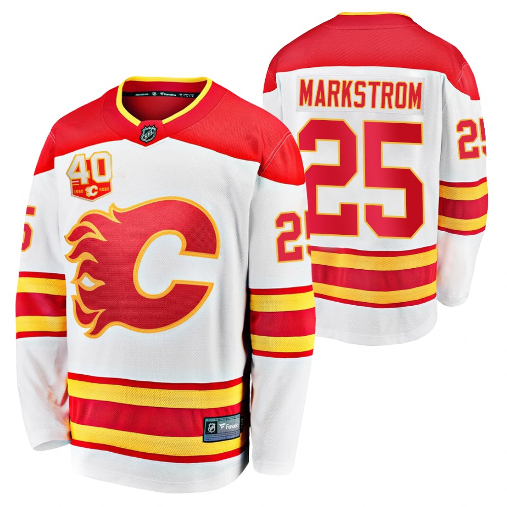 Flames #25 Jacob Markstrom White 2020-21 Away Jersey