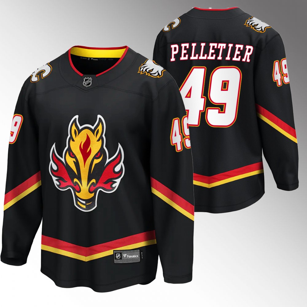 Flames #49 Jakob Pelletier Black 2022-23 Alternate Jersey