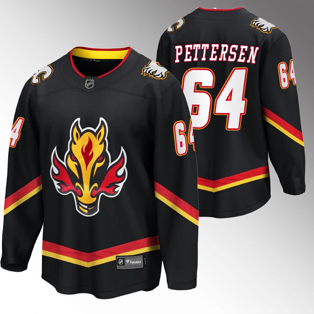 Flames #64 Emilio Pettersen Black 2022-23 Alternate Jersey