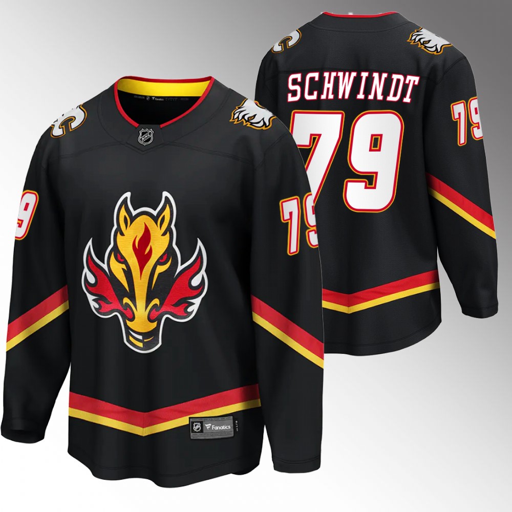 Flames #79 Cole Schwindt Black 2022-23 Alternate Jersey