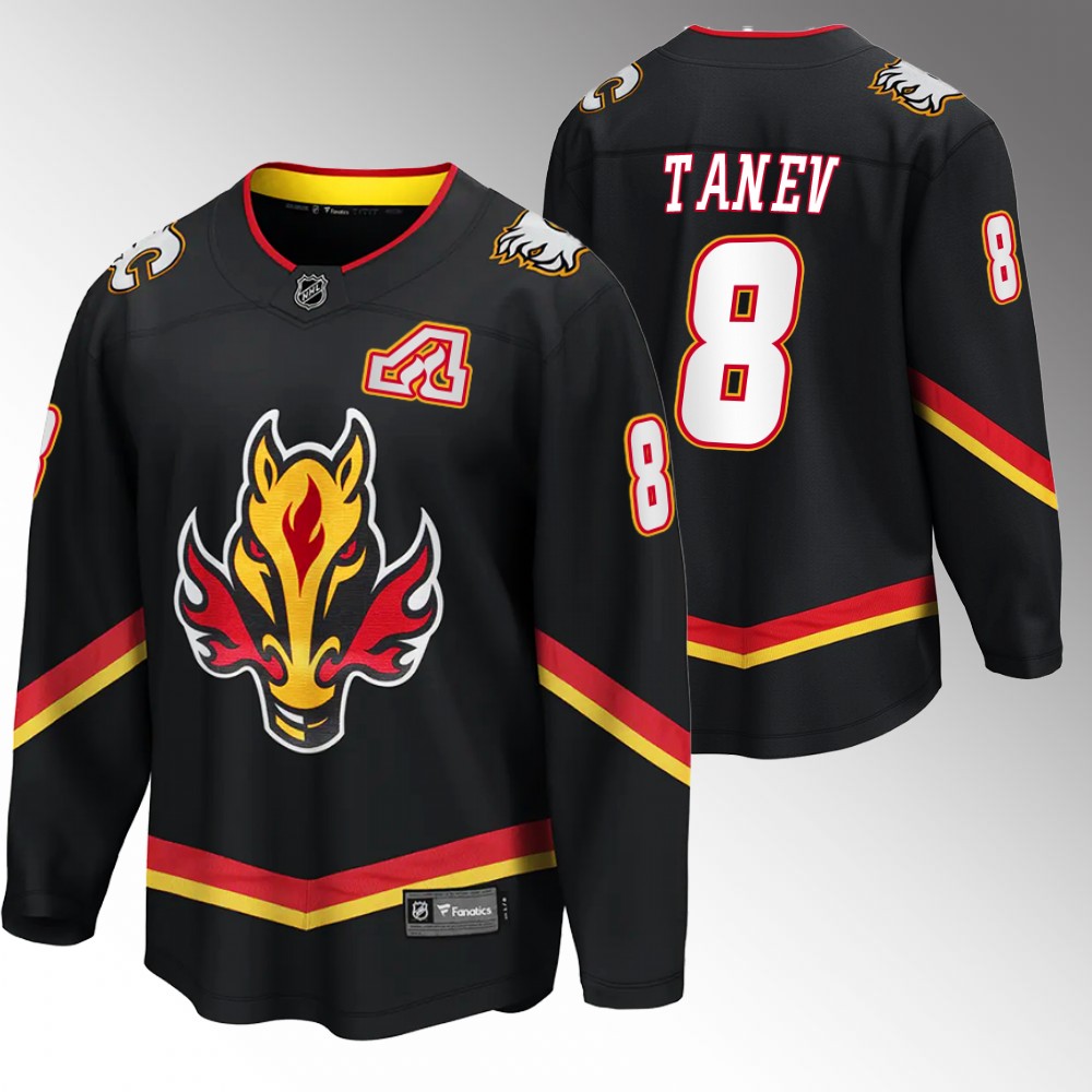 Flames #8 Christopher Tanev Black 2022-23 Alternate Jersey